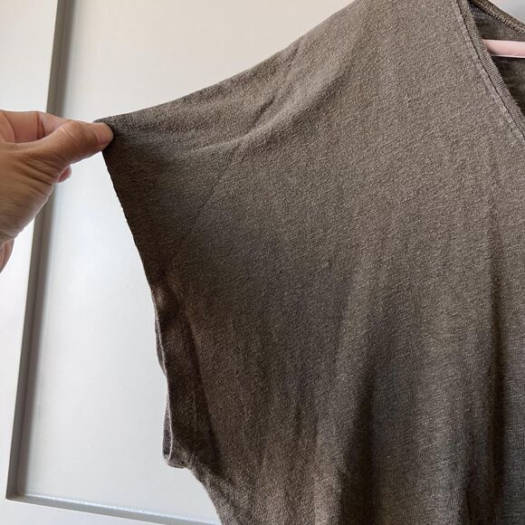 Eileen Fisher Shirt Women XL Brown Linen Scoop Neck Dolman Tunic Top Neutral - Picture 5 of 10